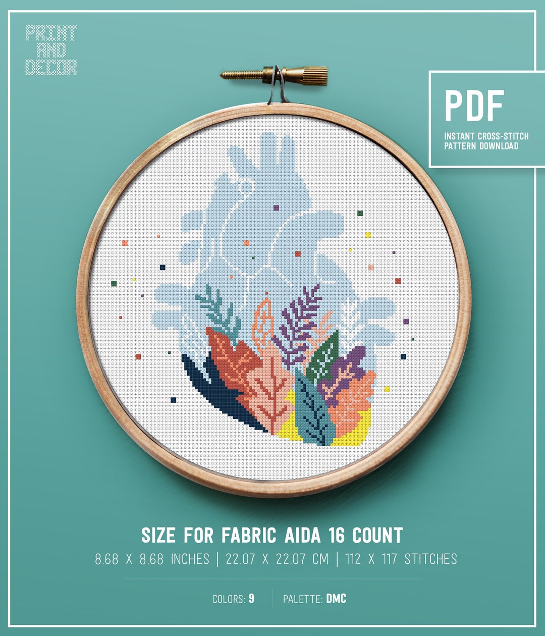 Heart Shape Cross Stitch Pattern, Anatomy Counted Cross Stitch Chart