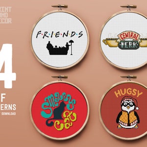 Friends cross stitch pattern, home decor, personal gift idea, instant download PDF chart