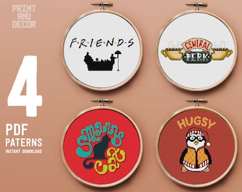 Friends cross stitch pattern, home decor, personal gift idea, instant download PDF chart