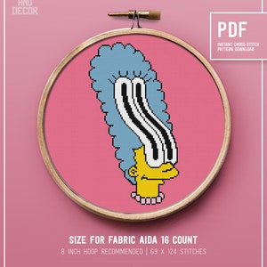 Meme Cross Stitch pattern, Funny counted cross stitch, Marge Simpson, home decor, instant download PDF chart
