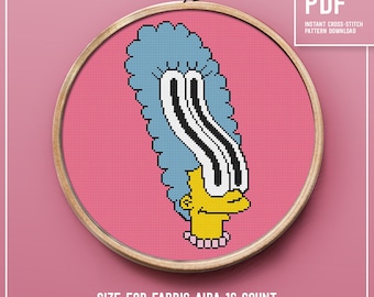 Meme Cross Stitch pattern, Funny counted cross stitch, Marge Simpson, home decor, instant download PDF chart