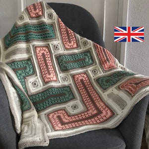 UK Crochetpattern Celtic Knot Blanket pdf English UK-terms