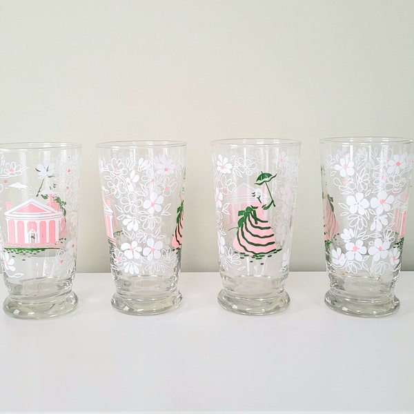 1960s Libbey Southern Belle Plantation Glasses - Set of 4