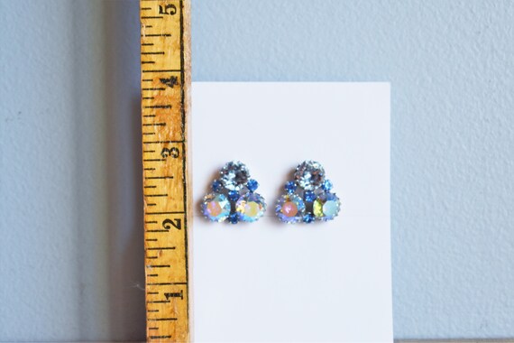 Vintage Blue Austrian Crystal Clip-on Earrings - image 6