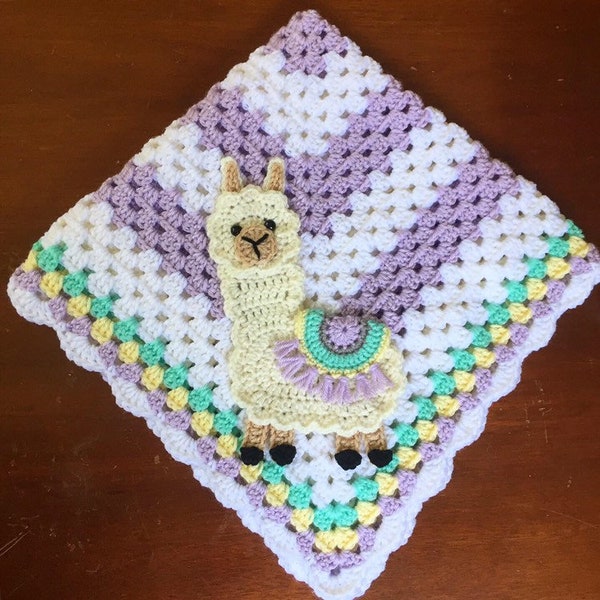 Llama Baby Blanket-Crochet Llama Theme Gift-Llama Baby Gift-Llama Mama Gift-Llama Nursery Theme Gift-Llama Crochet Blanket