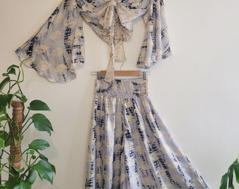 Bamboo Silk Bohemian Co-ord Set: Wrap Top & Trousers (UK 6-12)