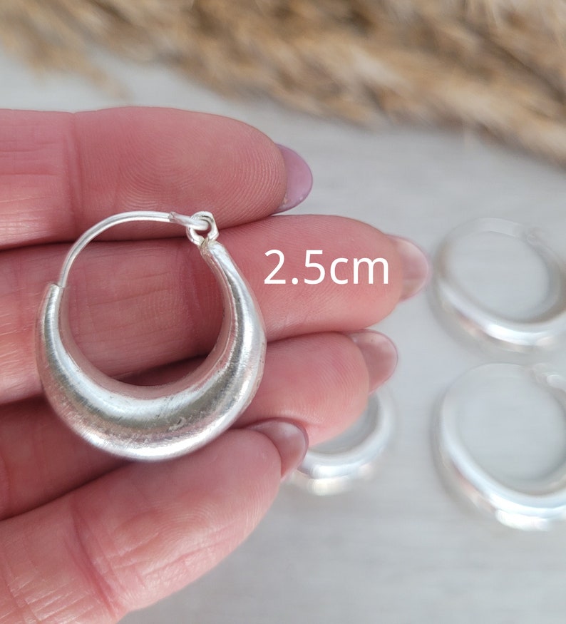 Silver hoop earrings / Classic hoops / Chunky earrings/ Simple jewellery / Unique / Hippie / Free shipping zdjęcie 2