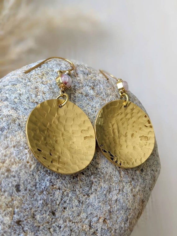 Brushed Finish Gold Plated Earrings Large Brass Drop Earrings Rustic Brass  Earring Matte Jewelry at Rs 560/pair | Brass Earring in Jaipur | ID:  20526642412