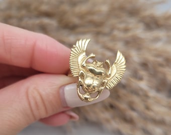 Brass scarab beetle ring / Beetle jewellery / Gold / Golden / Unisex ring / Gift / Unique / Bohemian / Boho / Ethnic