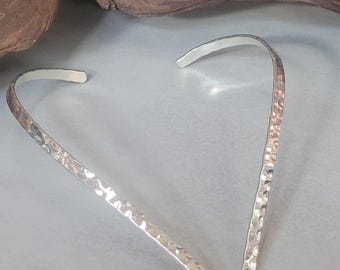 Collier Torque Ras Du Cou En Argent Massif 925 Martelé - Style Vintage - Occasion/Antiquité