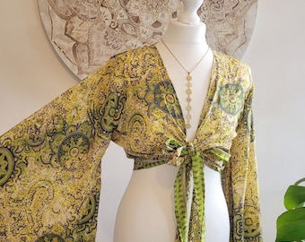 Wrap top / Bohemian / Bamboo silk wrap top / Wrap top / Bamboo silk / Summer Top / Paisley / Bell sleeves / Kaftan top / Hippie