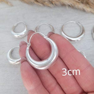 Silver hoop earrings / Classic hoops / Chunky earrings/ Simple jewellery / Unique / Hippie / Free shipping zdjęcie 3