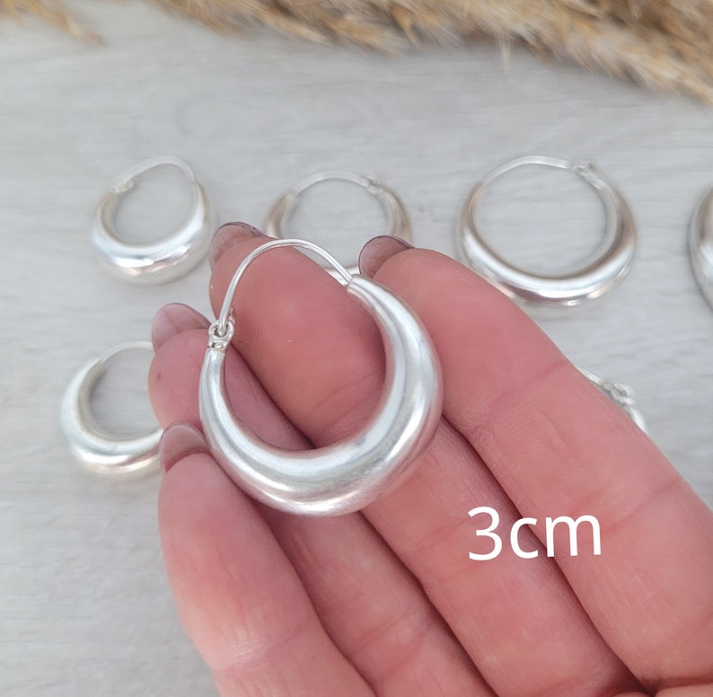 Silver hoop earrings / Classic hoops / Chunky earrings/ Simple jewellery / Unique / Hippie / Free shipping zdjęcie 3