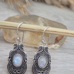 The demigoddess silver earrings moonstone   /  Bohemian  /  Wedding  / Cute  / Pretty  /  Dangle