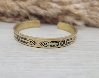 Men&#39;s bracelet / Cuff bracelet / Brass bracelet / Detailed / Unisex / Adjustable / Tribal jewellery / Ethnic