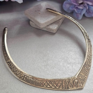 Raw Brass Engraved Choker Necklace, Boho Statement Collar Necklace, Tribal Geometric Brass Choker, Adjustable Minimalist Jewellery, Gift for