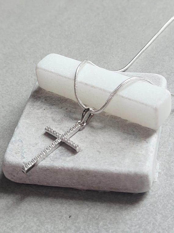 Sterling silver cross necklace Cross Gift Silver chain Silver  necklace Minimal Minimalist