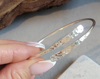 Hammered Silver Plated Bracelet: Adjustable Minimalist Jewelry