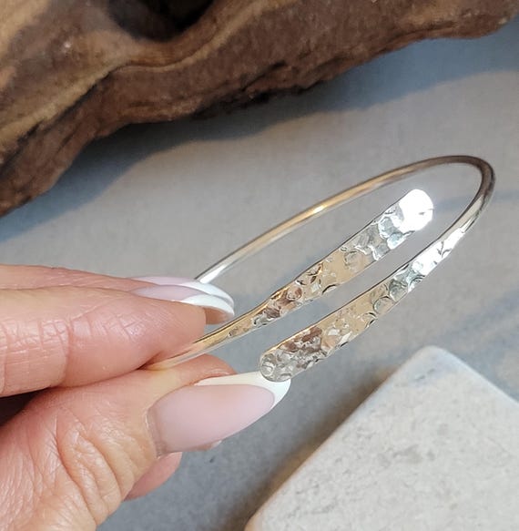 Hammered Silver Plated Bracelet: Adjustable Minimalist Jewelry