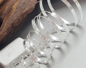 Silver Plated Hammered Hoop Earrings - Lightweight, Nickel-Free
