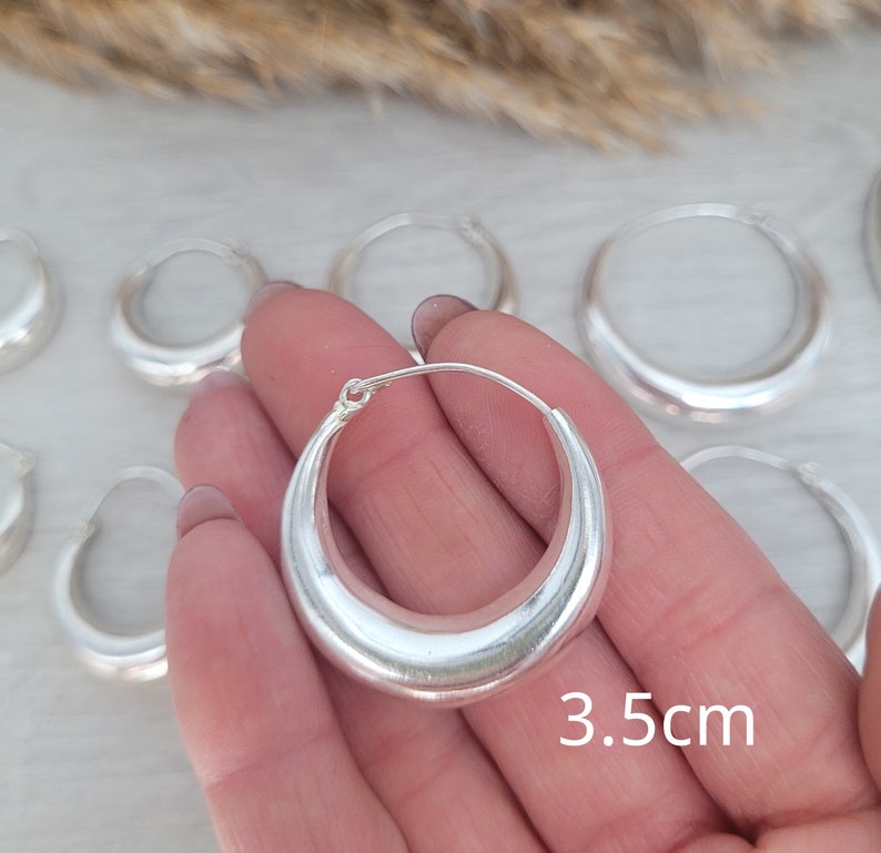 Silver hoop earrings / Classic hoops / Chunky earrings/ Simple jewellery / Unique / Hippie / Free shipping zdjęcie 4