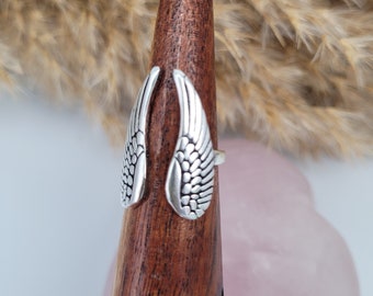 Silver angel wing ring / Bereavement gift / Silver jewellery  / Hippie / Cute / Ethnic  / Adjustable ring