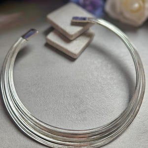 Silver Layered Choker Necklace, Multi Strand Choker, Statement Collar Necklace, Stacked Wire Necklace, Minimalist Silver Jewellery, Nickel F