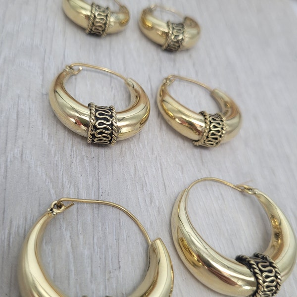 Goldene Creolen / Große Creolen / Kleine Creolen / Gypsy / Boho / Tribal / Ethnic / Goldener Schmuck / Boho