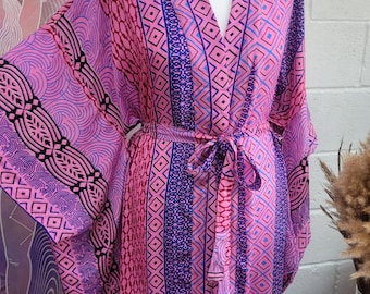 Kimono en soie de bambou / Peignoir / Demoiselle d'honneur / Cadeau unique / Ethnique commerce équitable / Mariage / Cadeau / Vintage / Bohème / Peignoir doux / kimono bohème