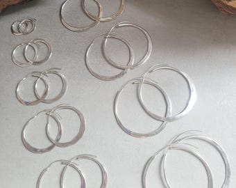 Aros de plata martillada / Pendientes de aro / Aros pequeños / Aros grandes / Estilo hippie / Únicos / Envío gratis