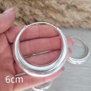 Silver hoop earrings / Classic hoops / Chunky earrings/ Simple jewellery / Unique / Hippie / Free shipping zdjęcie 6