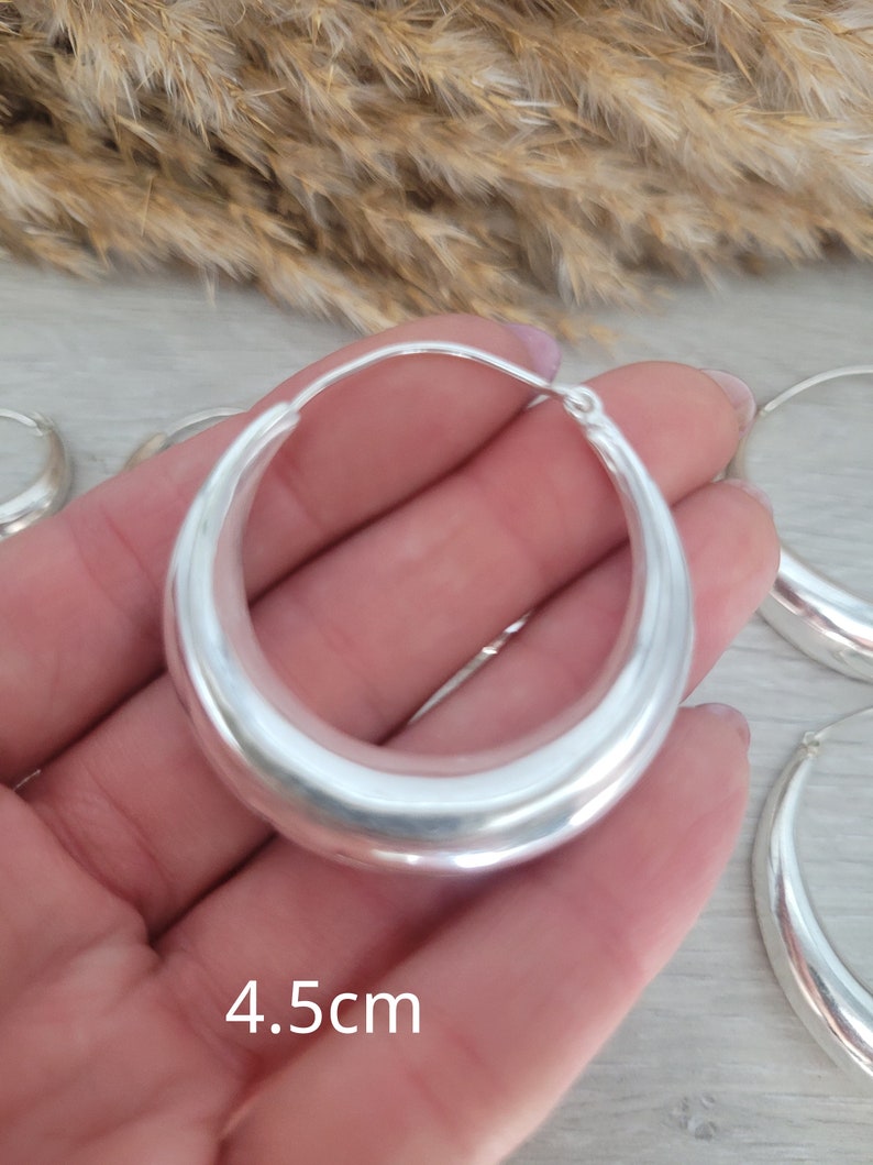 Silver hoop earrings / Classic hoops / Chunky earrings/ Simple jewellery / Unique / Hippie / Free shipping zdjęcie 5