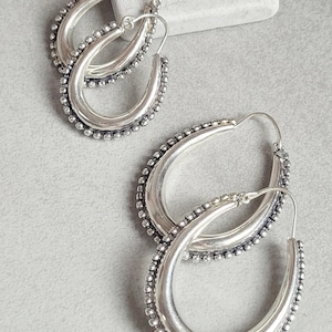 Silver hoops / Chunky hoops / Silver earrings / Gift / Bohemian / Small hoops / Large hoops / Hippie / Pretty