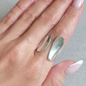 Adjustable Silver Statement Ring: Handmade Boho Jewelry