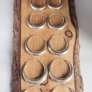 Silver hoop earrings / Classic hoops / Chunky earrings/ Simple jewellery / Unique / Hippie / Free shipping