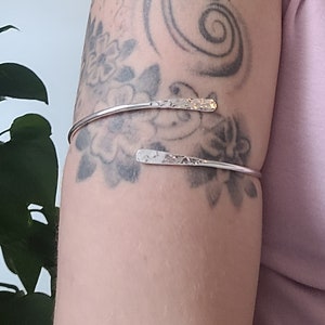 silver Upper arm bracelet / Cuff / Top arm band / Hammered jewellery / Handmade / Bohemian/ Boho / Ethnic / Unique design image 6