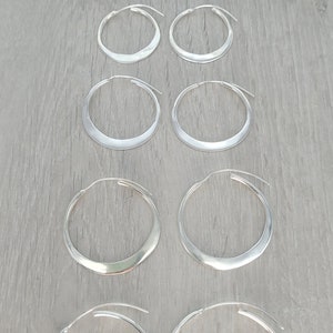 Silver hammered hoops / Hoop earrings / Small hoops / Large hoops / Hippie / Unique / Free shipping