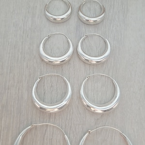 Silver hoop earrings / Classic hoops / Chunky earrings/ Simple jewellery / Unique / Hippie / Free shipping