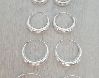 Silver hoop earrings / Classic hoops / Chunky earrings/ Simple jewellery / Unique / Hippie / Free shipping