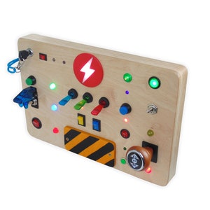 Mission control panel for toddler Busy board LED light toy Switch box Kids control panel Toggle switch toy Activity board Spaceship panel