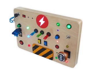 Mission control panel for toddler Busy board LED light toy Switch box Kids control panel Toggle switch toy Activity board Spaceship panel