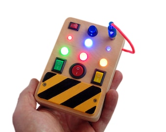 LED light Busy board for baby Personalized activity board Switch box Spaceship control panel Montessori Wooden toy Activity board for boy