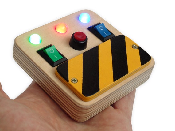 Busy Board for Toddler Custom LED Light Toy Switch Box Kids Control Panel  Baby Sensory Board Wooden Toy Activity Baby Board Spaceship Panel 