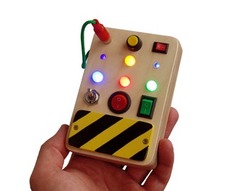 Interruptor de luz de brinquedo, painel sensorial para crianças pequenas, painel de atividades personalizado, caixa de interruptores, painel de controle de nave espacial, brinquedo Montessori, painel de atividades para meninos.