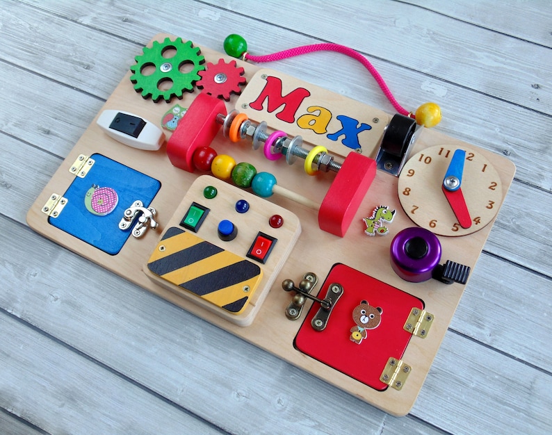 Personalized busy board for toddler Toddler Sensory board Etsy