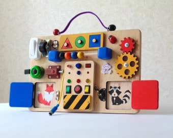 Gift for 2 year old - Travel busy board for toddler - Toddler Sensory board -  Montessori baby toy  - Activity board for Baby - Latch board