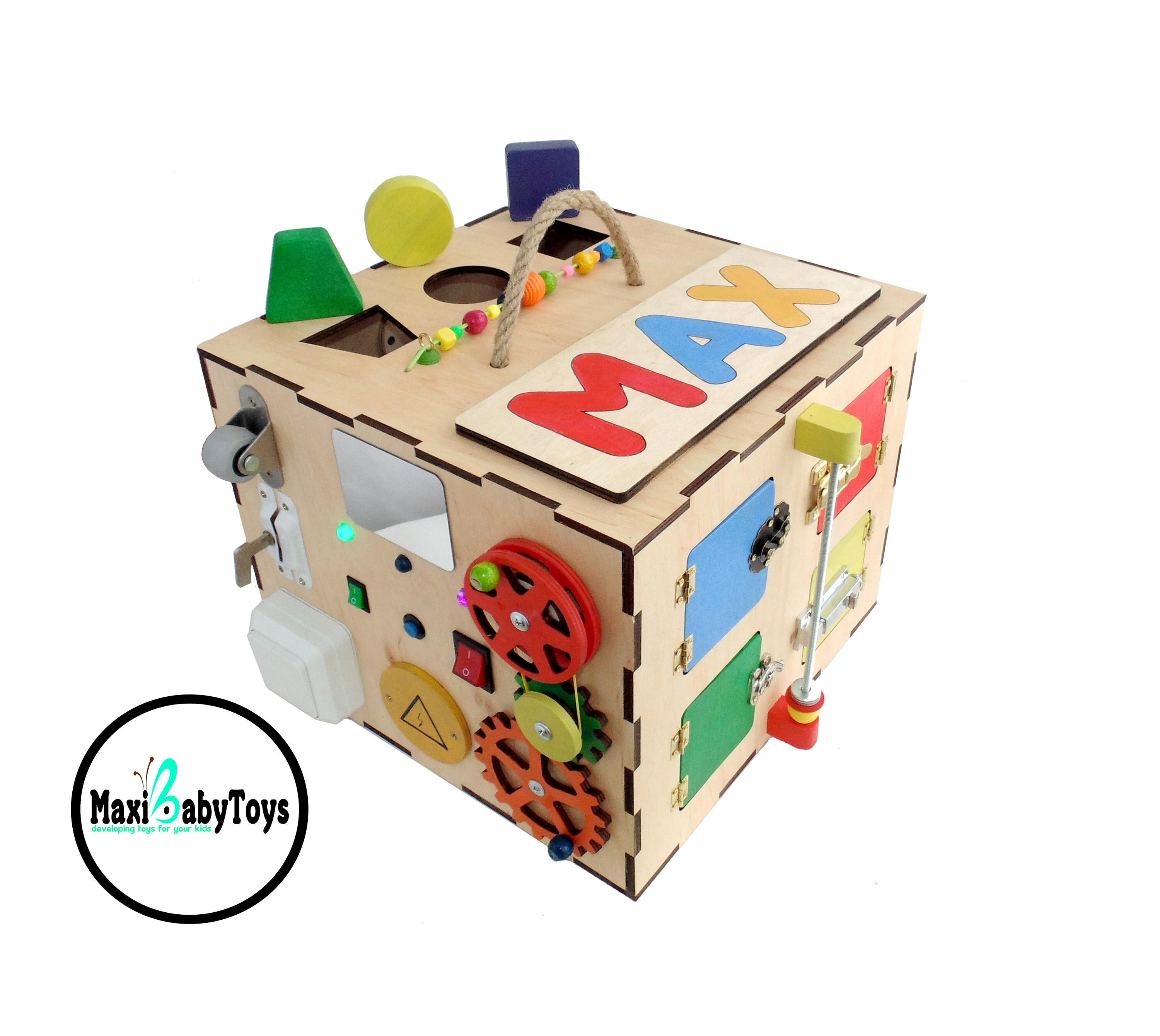 Personalized Wooden Busy Box for toddler Wooden Shape Etsy