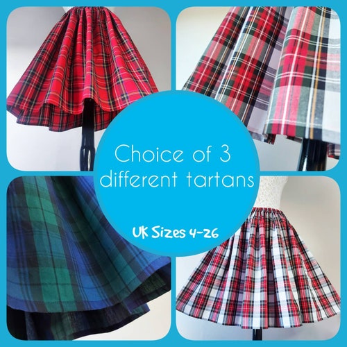 Ladies Tartan Skirt - 3 Tartans to Choose From - Unlined Tartan Skirt - Adult Skirt - Royal Stewart Tartan - Black Watch - Dress Stewart