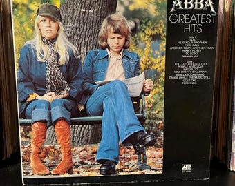 Abba Vintage vinyl record- "Greatest Hits" 70s pop music, disco albums, "SOS" "Fernando" "Mamma Mia" 12" 33 rpm vinyl album, Abba Music