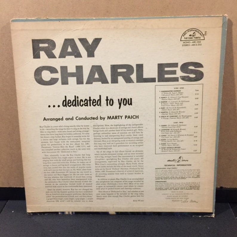 Ray Charles "Dedicated to You" vintage vinyl soul album bild 2